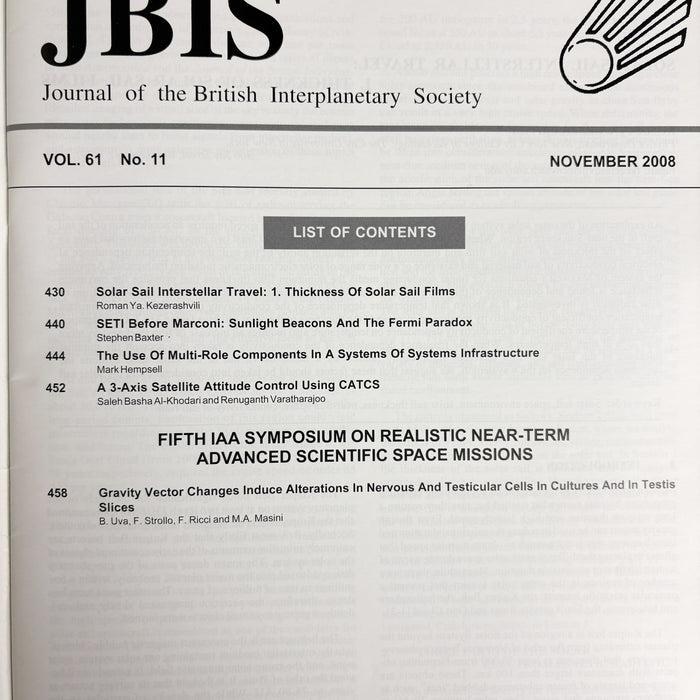 JBIS Journal of the British Interplanetary Society November 2008 Vol 61 No 11 - NextStage Vintage