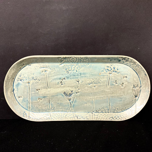 Large "Rectangle Platter  in variegated Aqua