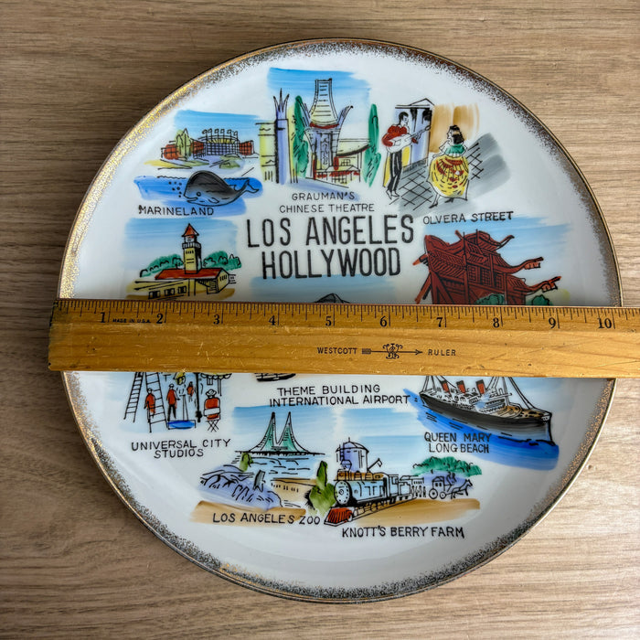 Los Angeles Hollywood Souvenir Plate - Colorful 1950s Road Trip Souvenir - NextStage Vintage