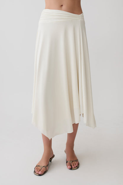Luu Slinky Midi Skirt - Ivory