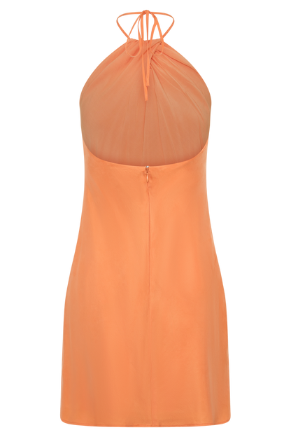 Maggie Cupro Halter Mini Dress - Orange