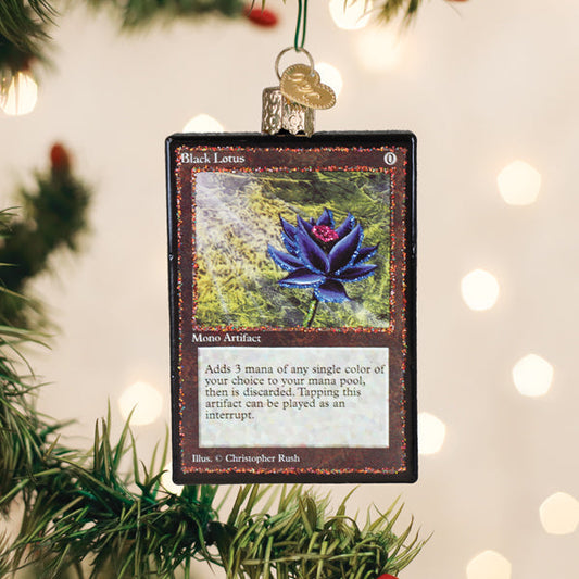 Magic: The Gathering Black Lotus card glass Christmas ornament