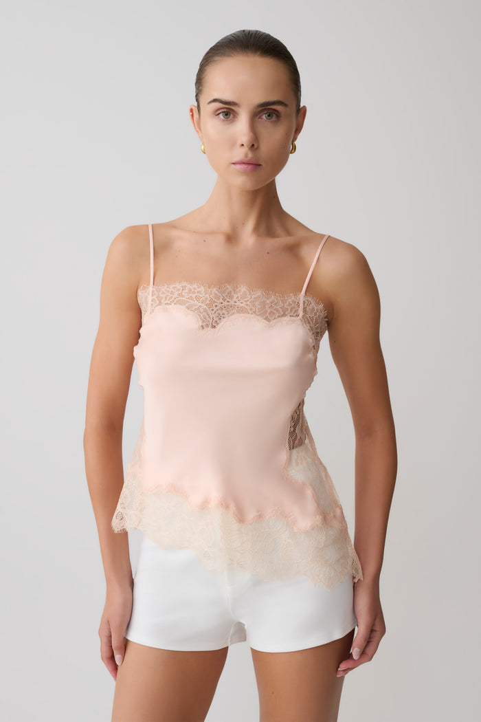 Miriam Satin & Lace Camisole - Peach