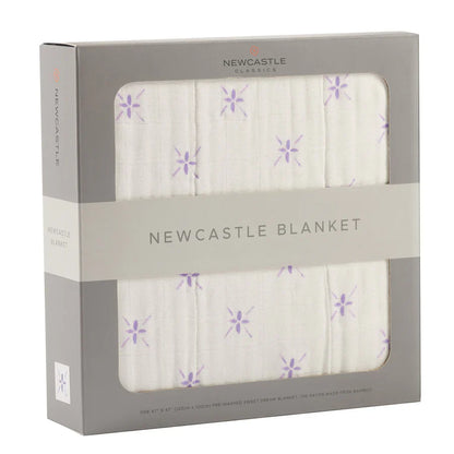 BABY - Lavender Flower And White Bamboo Muslin Blanket