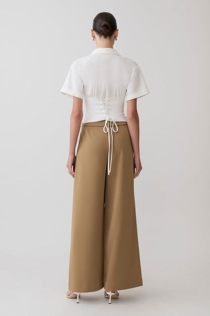 Noelia Tie Back Short Sleeve Shirt - White