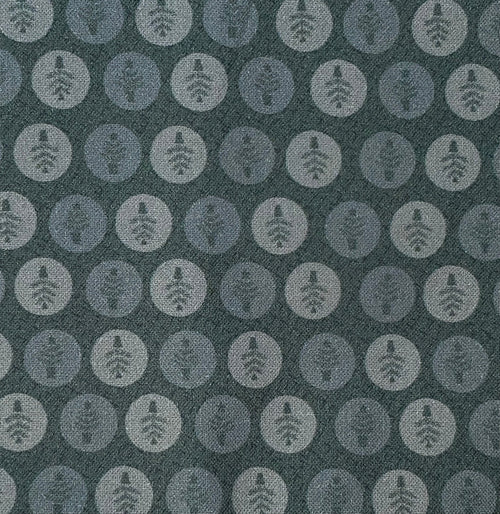 Peace and Joy 80620-15 Potted Trees - green cotton fabric with tone-on-tone tiny trees in circles