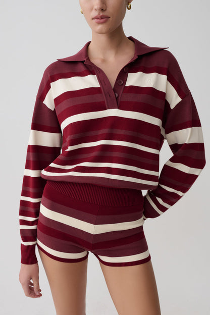Philly Stripe Knit Short - Burgundy/Cream