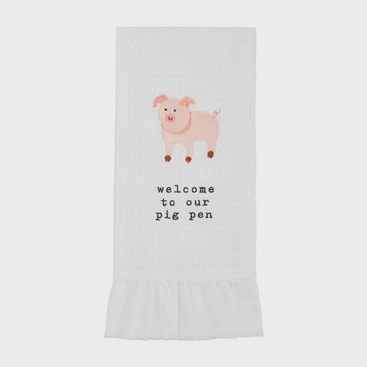 Pig Waffle Ruffle Edge Towel