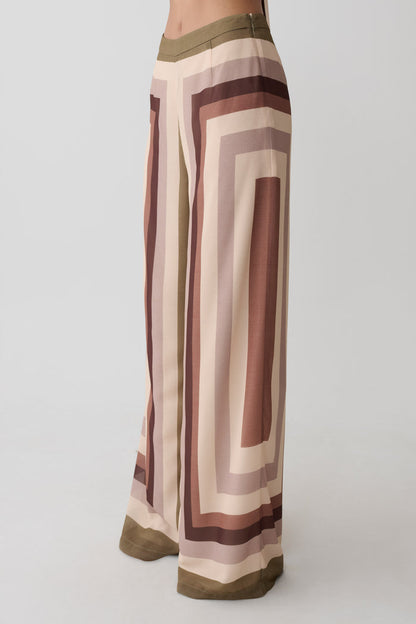 Rachel Chiffon Straight Leg Pants - Multi Stripe