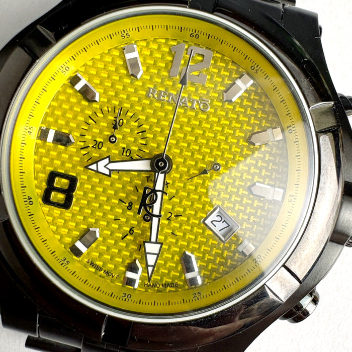 Renato Swiss Ronda 5040.D Chronograph Yellow Carbon Fiber LE 13/50 Black Watch - NextStage Vintage