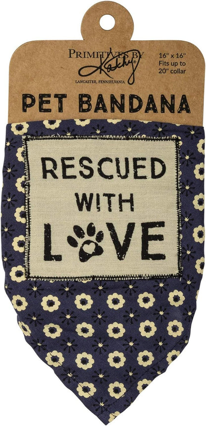 "Rescued with Love" Pet Bandana for Dogs and Cats #100-1568