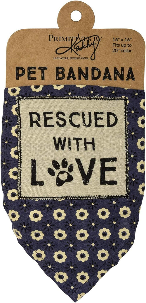 "Rescued with Love" Pet Bandana for Dogs and Cats #100-1568