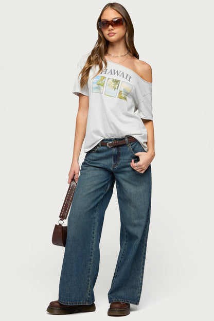 Hawaiian Babe Off Shoulder T Shirt