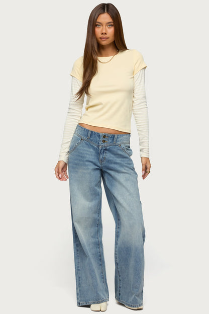 Stripey Layered Long Sleeve T Shirt