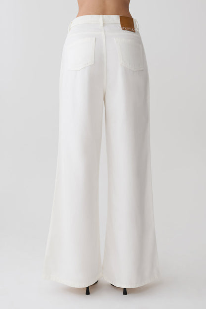 Shae Wide Leg Denim Jeans - White
