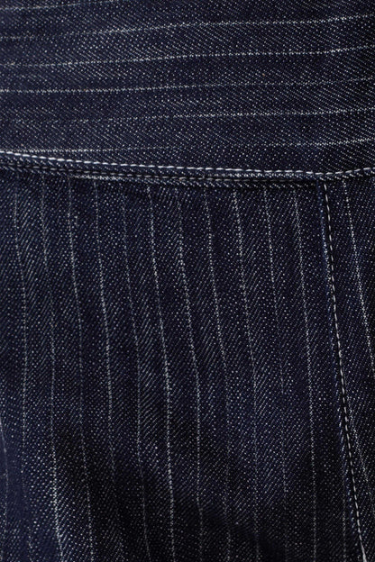 Sienna Flare Mid Rise Denim Jeans - Indigo Pinstripe