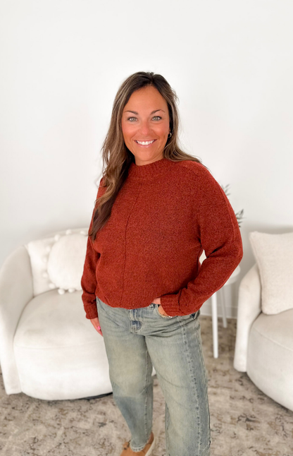 Soft Knit Rust Crew Neck Sweater