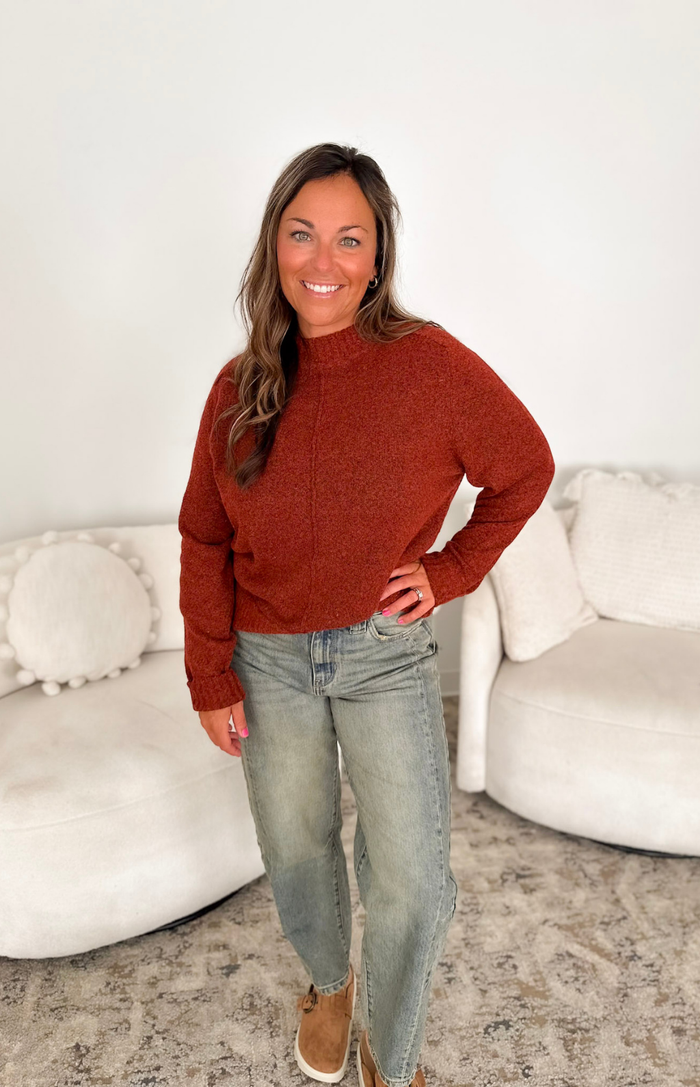 Soft Knit Rust Crew Neck Sweater