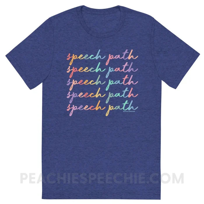Speech Path Script Tri-Blend Tee - Navy Triblend / S - peachiespeechie.com