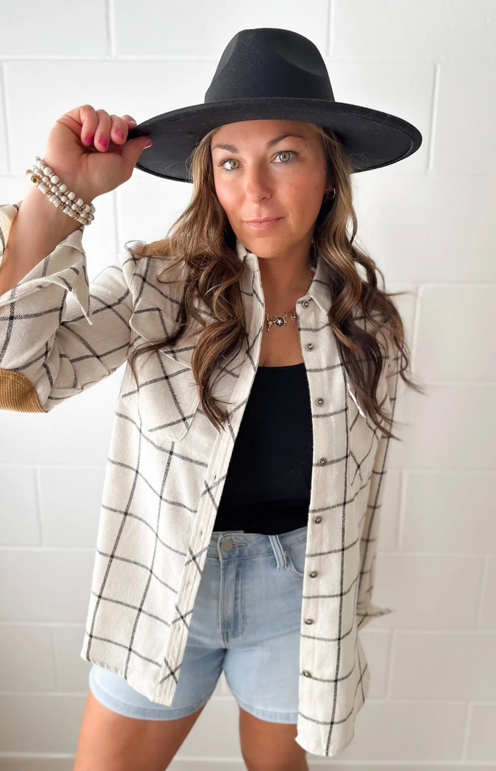 Suede Shoulder & Elbow Patch Button Down Shirt
