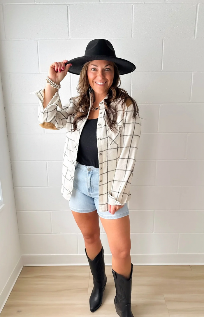 Suede Shoulder & Elbow Patch Button Down Shirt