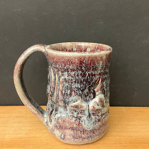 Tall Mug in Textured Burgundy & Grey