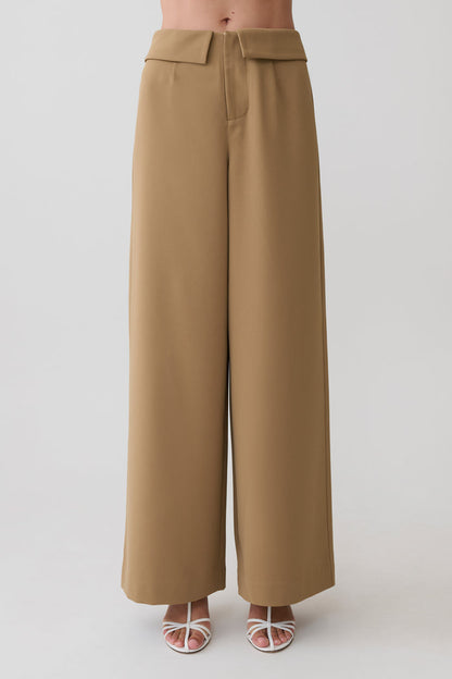 Tanya Wide Leg Suiting Pants - Camel