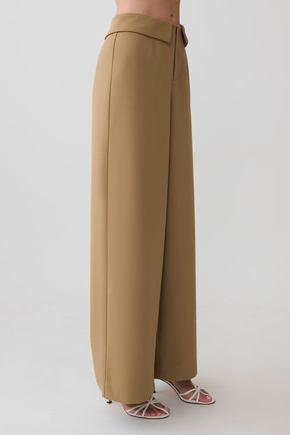 Tanya Wide Leg Suiting Pants - Camel