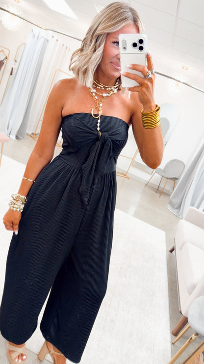 The Coastal Tie Front Jumpsuit-Black