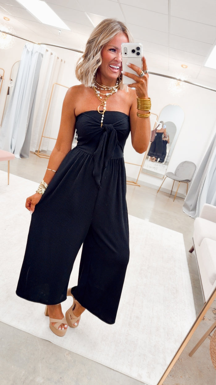 The Coastal Tie Front Jumpsuit-Black
