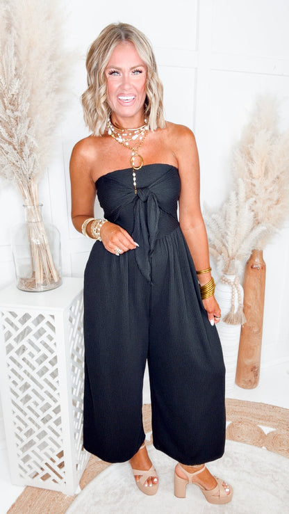 The Coastal Tie Front Jumpsuit-Black