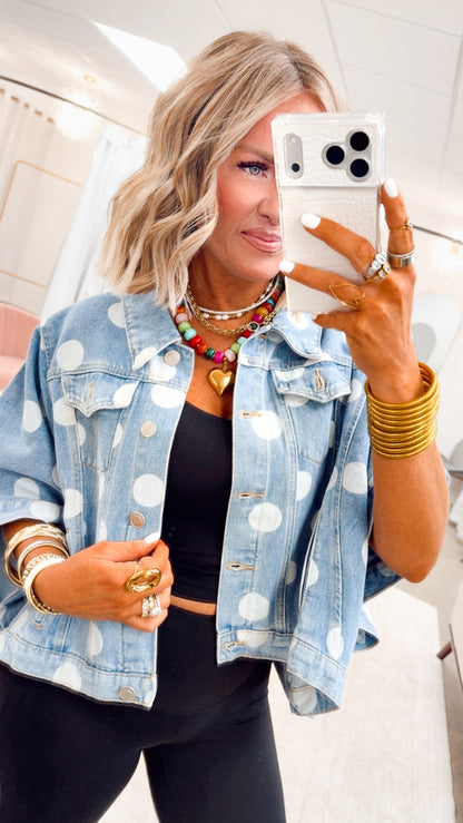 The Dottie Denim Cape Jacket