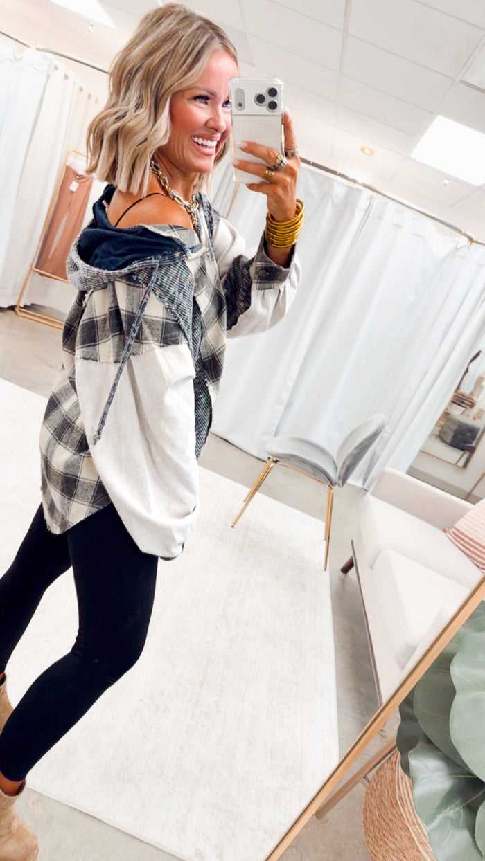 The Gypsy Soul Hoodie Top-Beige Plaid