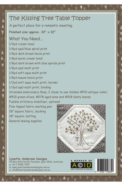Kissing Tree Table Topper by Lynette Anderson Pattern Back