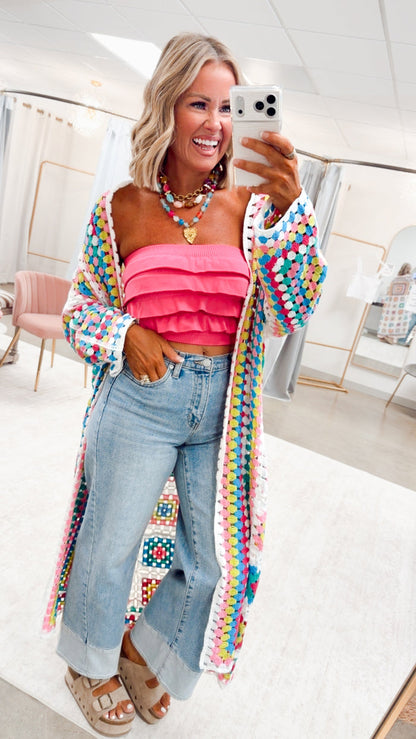 The Pretty in Ruffles Tube Top-Aloha Fuchsia