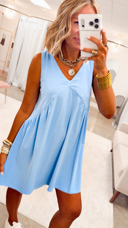 The Sailaway Mini Dress-Lt Blue