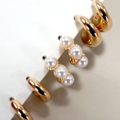Trio Huggie Pearl Hoop