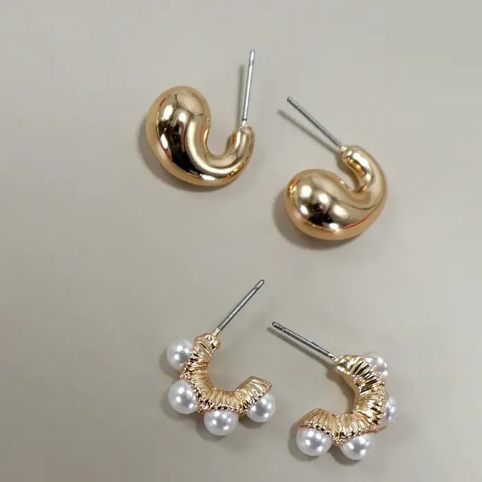 Trio Huggie Pearl Hoop