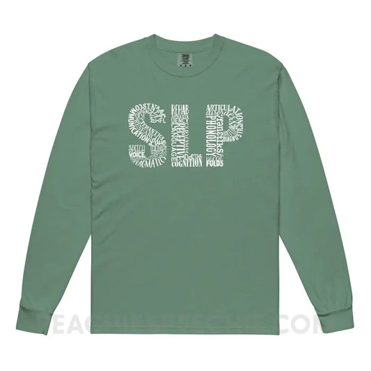 Typographic SLP Comfort Colors Long Sleeve - Light Green / S - peachiespeechie.com