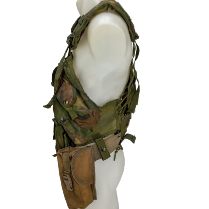 USGI Enhanced Woodland Load Bearing Vest w/ Belt - Large - Film Production Used - Combat Vests & Rigs