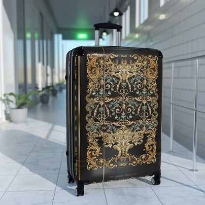 Vienna Baroque Suitcase Carry-on Suitcase Golden Decorative Luggage Black Hard Shell Suitcase in 3 Sizes | 1005E