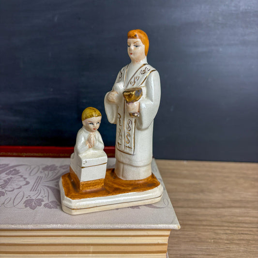 Vintage 1960s First Communion Boy and Priest Figurine - Made in Japan - Catholicism - NextStage Vintage