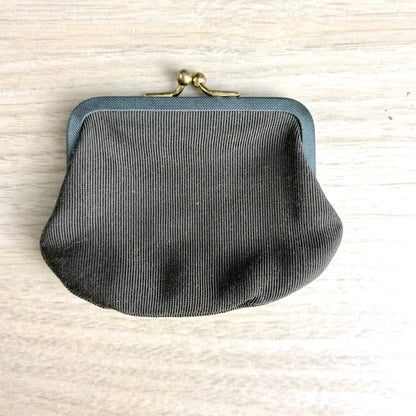 Vintage Mid Century Cocoa Brown Rayon Faille Kiss Lock Coin Purse Handbag Pouch - NextStage Vintage