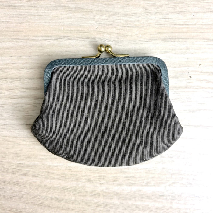 Vintage Mid Century Cocoa Brown Rayon Faille Kiss Lock Coin Purse Handbag Pouch - NextStage Vintage