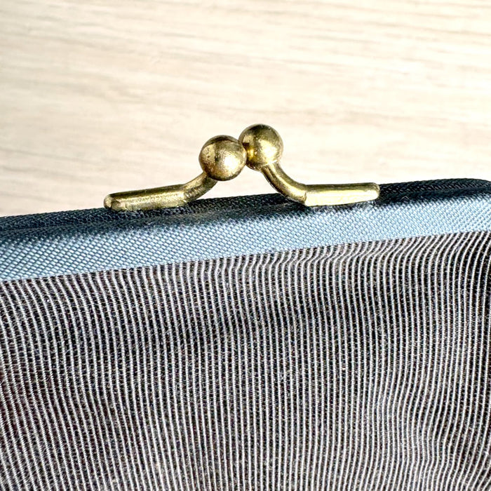 Vintage Mid Century Cocoa Brown Rayon Faille Kiss Lock Coin Purse Handbag Pouch - NextStage Vintage