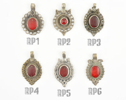 Vintage Pendants-Tribal Gypsy Glass Pendant-Antique Silver-Red-Choose Your Style-Quantity 1 Tamara Scott Designs