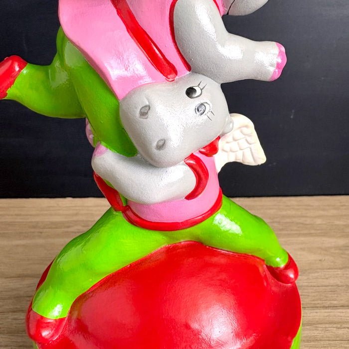 Vintage Towle Ballerina Hippopotamus Angel Music Box - We Wish You a Merry Christmas - 1981 - House Hippo - NextStage Vintage