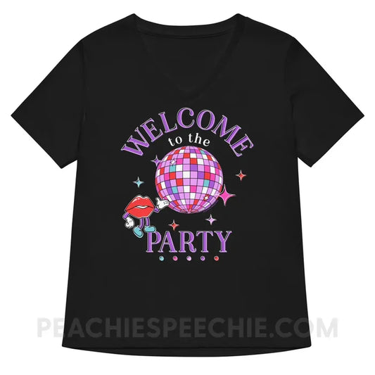 Welcome To The Party Premium Women’s V-Neck - Solid Black Blend / S - peachiespeechie.com
